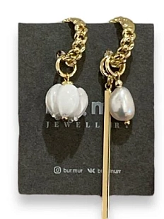 Асимметричные серьги-конструкторы mini «Бутон с жемчужиной», латунь, жемчуг