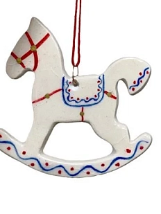 Ёлочная игрушка ручной работы «Лошадка», белая, 7,5 см