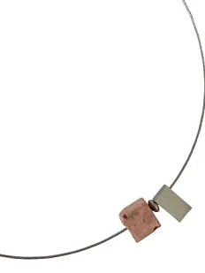 Чокер ручной работы «Кубик и пластинка», розовый, бетон