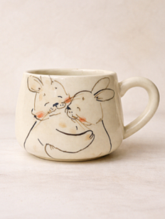 Кружка ручной работы НАДО ЖЕ с росписью «Зайчики», белая, керамика, 300 мл