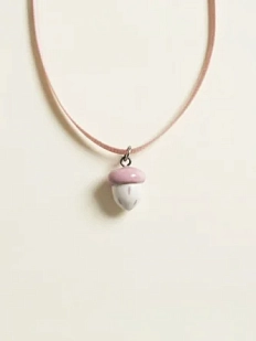 Чокер ручной работы Аннушка «Клубничка» на ленточке, керамика, розовый