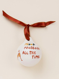 Ёлочная игрушка шар расписной «Mood Prosecco», фарфор, 7 см