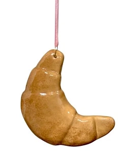 Ёлочная игрушка ручной работы «Круассан», бежевая, 10 см