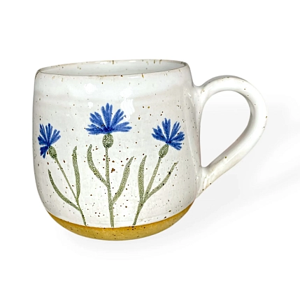 Кружка ручной работы Васильки, керамика, 400 мл, фото 1.