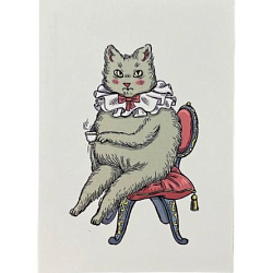 Картхолдер двухсторонний «Котик на стуле с кружечкой», белый