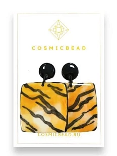 Серьги крупные из фарфора с принтом «Тигр»