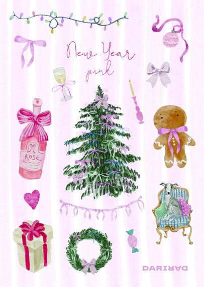 Стикерпак на Новый год «New Year pink», А5, фото 1.
