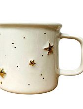 Кружка ручной работы Анна Герман с объёмными золотыми звёздочками, белая, фарфор, 200 мл