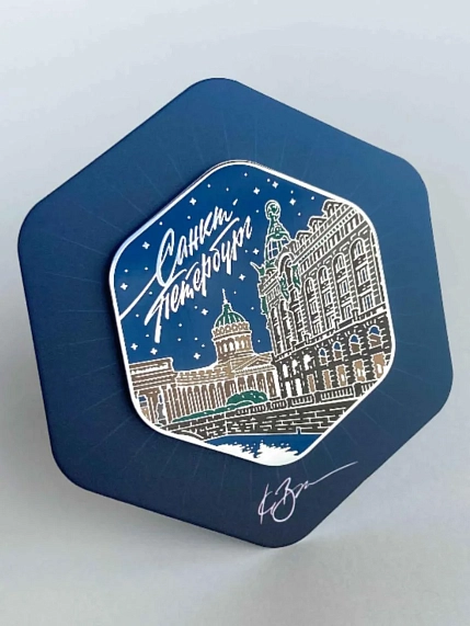 Магнит «Санкт-Петербург. Дом Зингера. Ночь», с подвесом, фото 1.