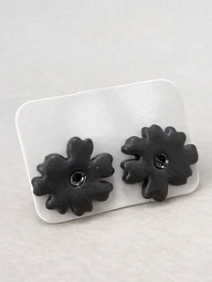 Серёжки-гвоздики КерамЕлКа «Цветок», черные, фарфор