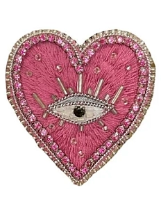 Брошь ручной работы «Heart», розовая, бисер