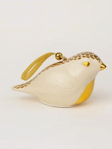 Игрушка на ёлку «Птица», бело-золотистая