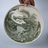Блюдце ручной работы РУКИ В ГЛИНЕ «Зелёный мрамор», полуфарфор, 14 см, превью фото 4