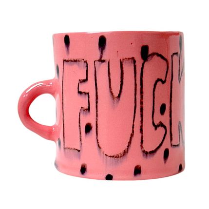 Кружка ручной работы «F**k», розовая, фарфор, 350 мл, фото 1.