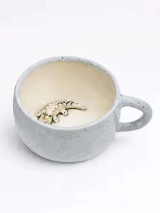 Кружка ручной работы Мама Черепаха с фигуркой внутри Крокодил, голубая, 400 мл