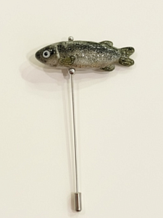 Брошь Бур Мур «Корюшка», муранское стекло, латунь родированная