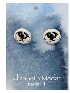 Серёжки-гвоздики Elizabeth Madar Луна, керамика, чёрные