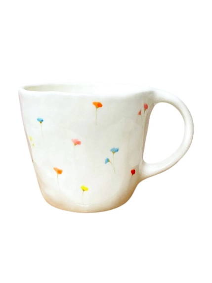 Чашка для чая ручной работы Цветочки разноцветные, керамика, 250 мл, фото 1.