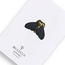 Брошь ручной работы Bulygin «Моль», фарфор, чёрно-золотистая