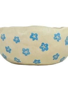 Миска ручной работы Малёма с росписью Голубой цветочек, 400 мл