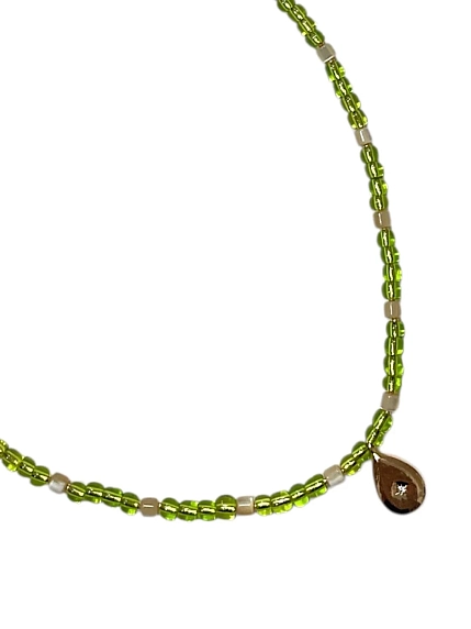 Чокер ручной работы Идеальное совпадение «Капля», зелёный, фото 1.