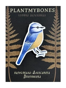 Брошь «Лазоревка», дерево