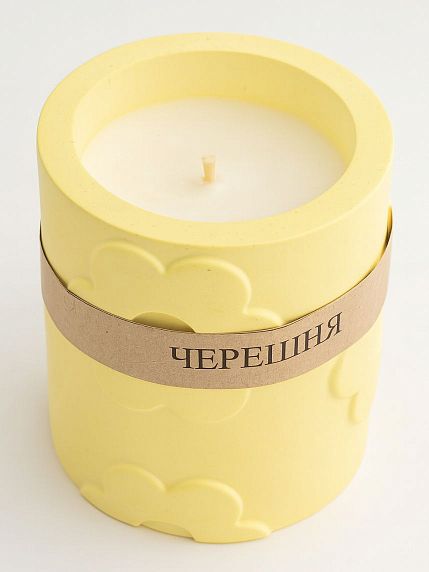 Соевая свеча «Цветочки» в стакане с ароматом черешни, гипс, фото 1.