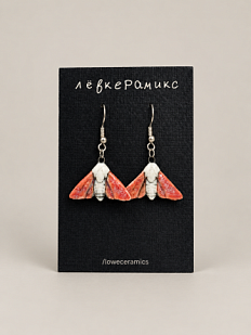 Серьги ручной работы Лёвкерамикс «Мотылек», розовые, керамика