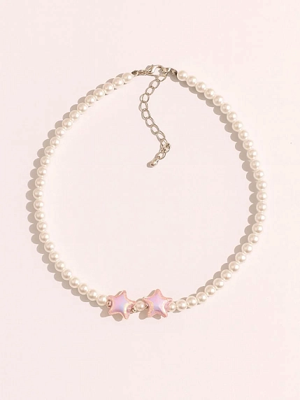 Колье ручной работы Джевс «Розовые звёзды», 45 см, фото 1.