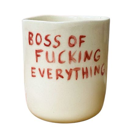 Стакан ручной работы «Boss of fucking everything», полуфарфор, 150 мл, фото 1.