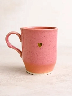 Кружка ручной работы DARI DARI с сердцем, розовая, керамика, 400 мл