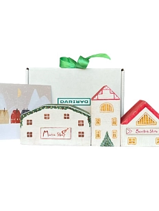 Подарочный набор с домиками из дерева ручной работы, 3 шт.