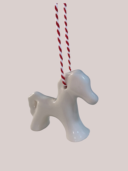 Ёлочная игрушка ручной работы «Лошадка 3д», белая, 8,5 см, фото 2.