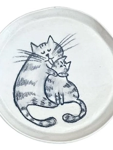 Тарелка ручной работы «Котики», керамика, 18 см