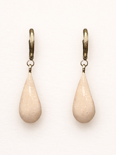 Серьги-конго «Капли», полимерная глина, белые