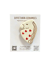 Брошь ручной работы «Лошадка» с сердечками, полуфарфор