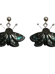 Серёжки-гвоздики с суккулентами «Моль», полимерная глина, чёрные