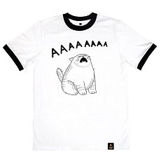 Футболка Barking store «Кот АААА», М жен., чёрно-белый