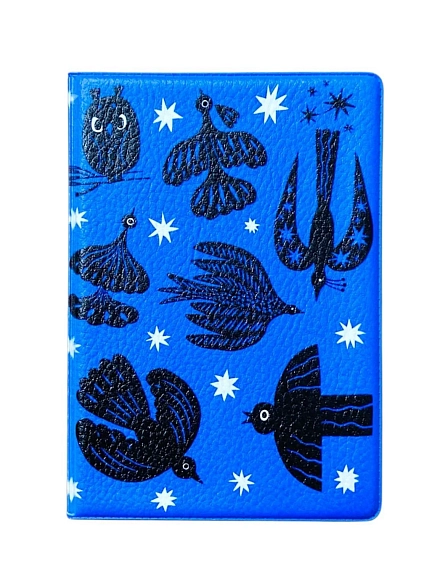 Обложка на паспорт Валя Карнавалова «Чёрные птицы», синяя, ПВХ, фото 1.