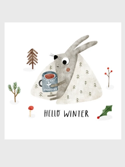 3D Стикер на телефон с зайчиком «Hello winter», фото 1.