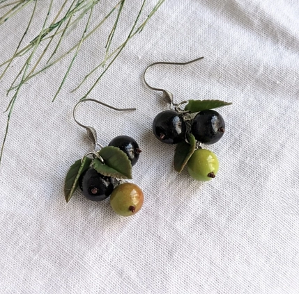 Серьги Подарки руками «Черная смородина», полимерная глина, фото 2.