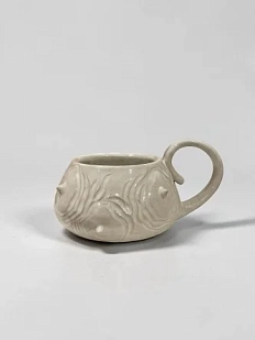 Кружка ручной работы Корсак гладкая с шипами, белая, керамика, 250 мл