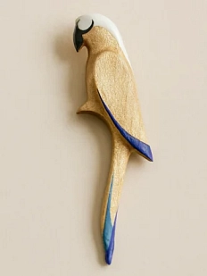 Брошь «Попугай Ара», синий, дерево