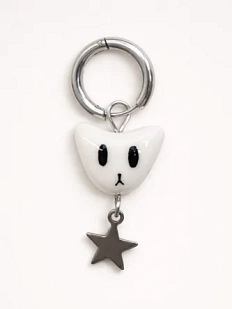 Моносерьга Котик с подвеской звёздочкой, полимерная глина