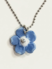 Подвеска Бур.Мур «Незабудка», белая, родированная латунь, муранское стекло