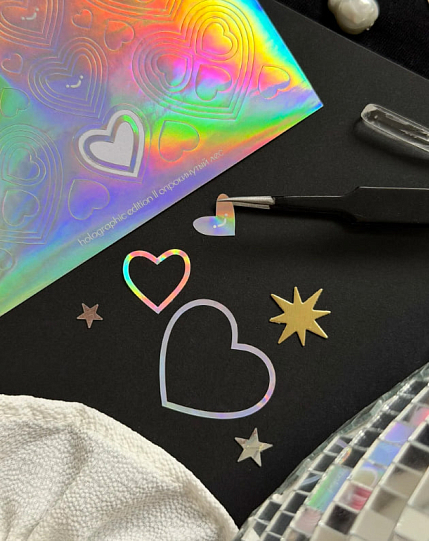 Стикерпак со звездочками «Сердечки», голографический, 10,5 х 7,5 см, фото 2.