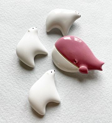 Брошь ручной работы Екатерина Юдо «Белый медведь», керамика, фото 3.