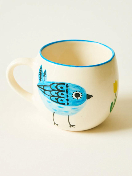 Кружка ручной работы круглая «Сойка», керамика, 250 мл, фото 1.