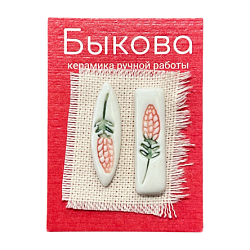 Серьги ручной работы «Красные цветы», фарфор