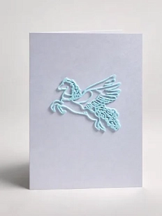 Открывающаяся открытка DARI DARI «Пегас» с фигурным элементом, голубая